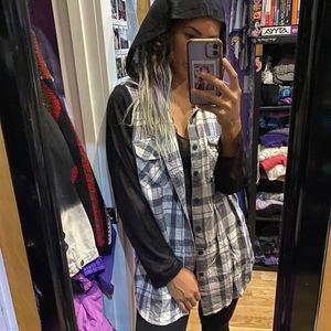 LF grey and white mesh flannel shirt